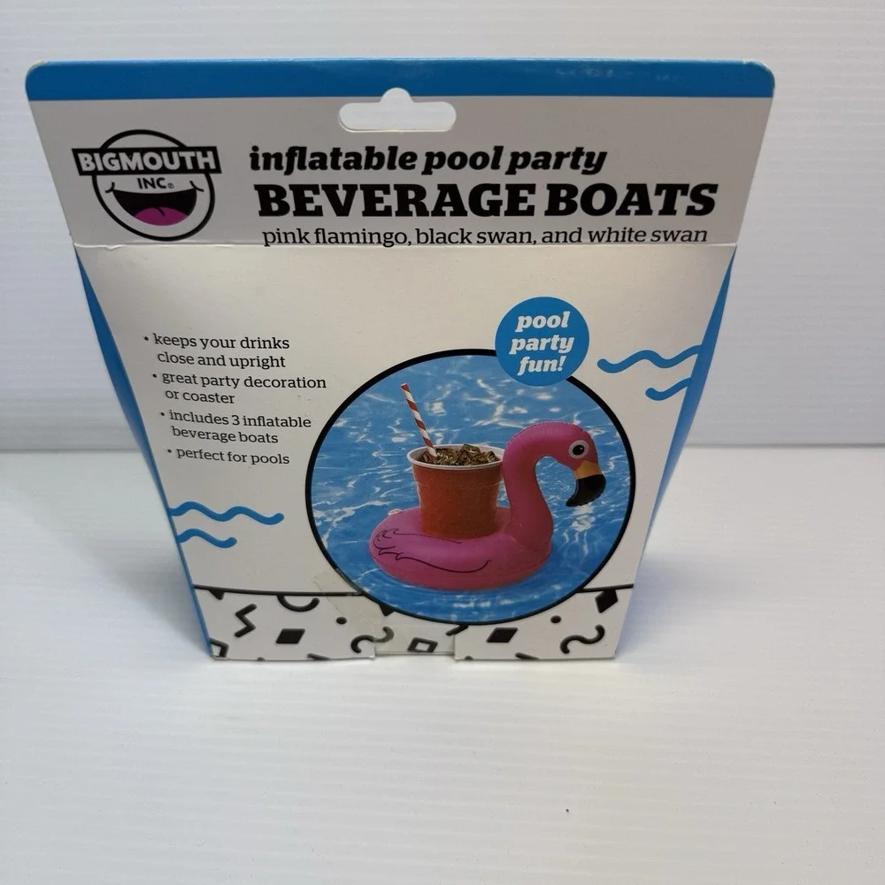 BigMouth‎ Infatable Beverage Boats 3 Pack Flamingo, & Black/White Swans
